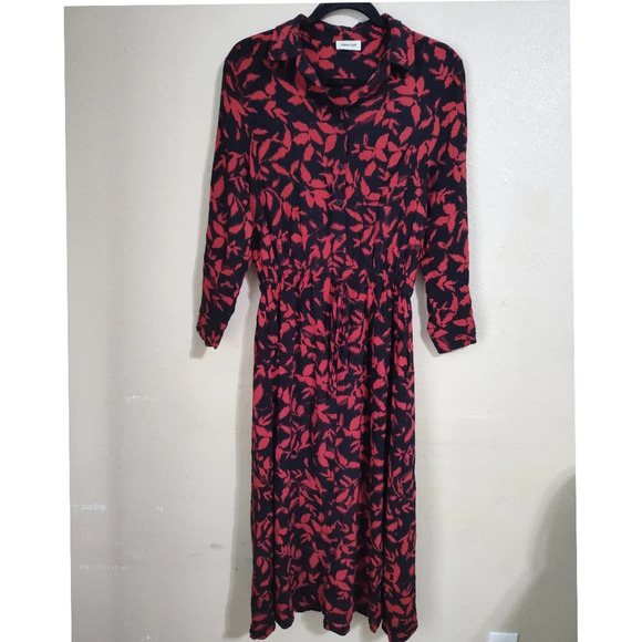 Zadig & Voltaire Dresses & Skirts - Zadig & Voltaire Red and Black Leaf-Print Maxi Dress Size Medium